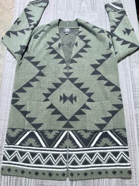 Frye Olive Green and Black Aztec Knit Sweater